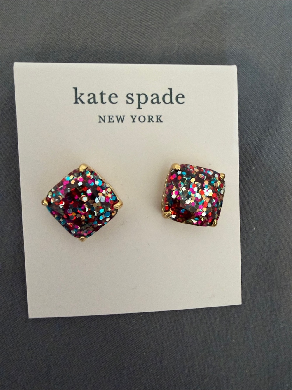 kate spade New York Multicolor Glitter Square Stud Earrings